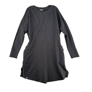 Errant Black Long Sleeve Tunic Dress With Pockets NWT Oversized Small Cotton